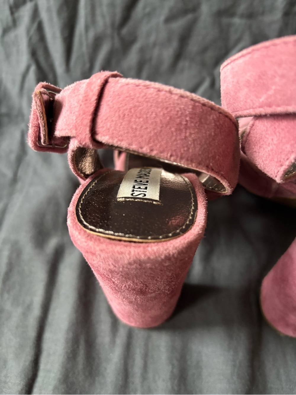Steve Madden Women’s Suede Block Heel Sandals in Dusty Rose - Picture 6 of 7